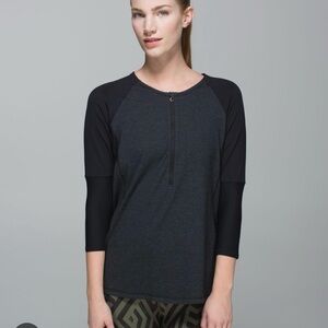 Lululemon Clip-in Black and Gray Long Sleeve Top